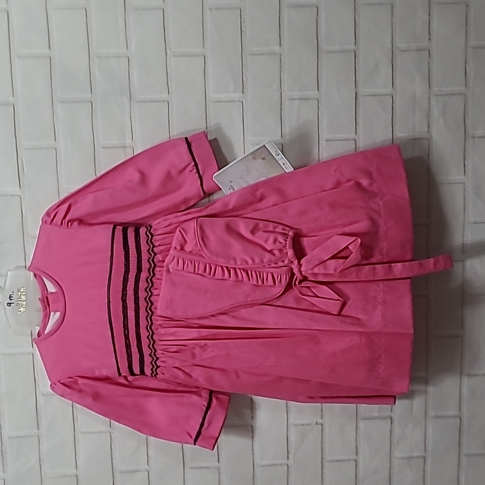 NWT  Will' Beth infant girls hot pink smocked dress